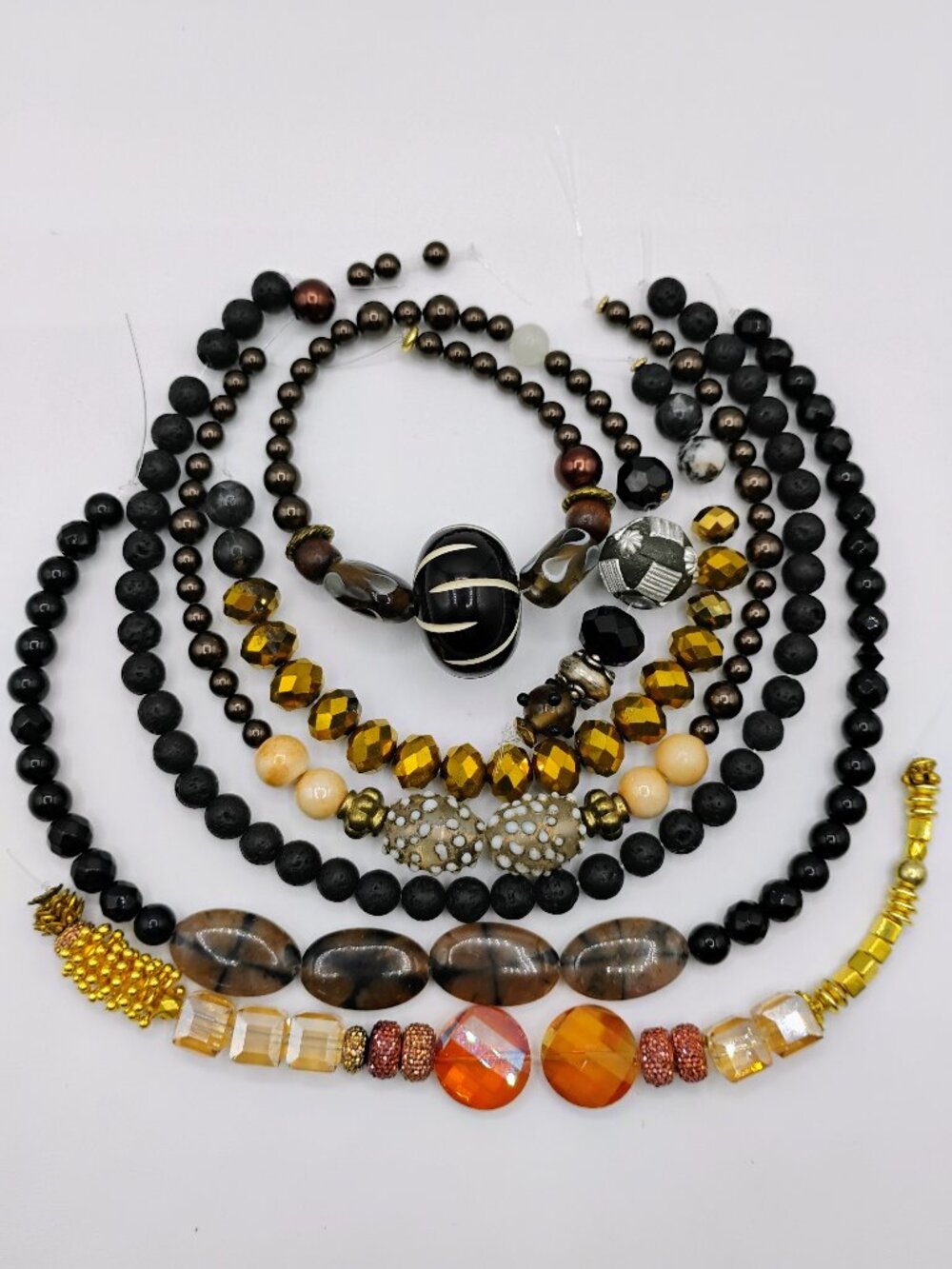 Mixed beads detash lot 6 strands #009